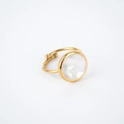 Bague Ajustable Nacre En Acier Inoxydable Doré - Zag Bijoux