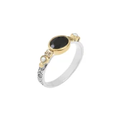 Bague Ethnique Chic Onyx Noir PM En Argent - Canyon