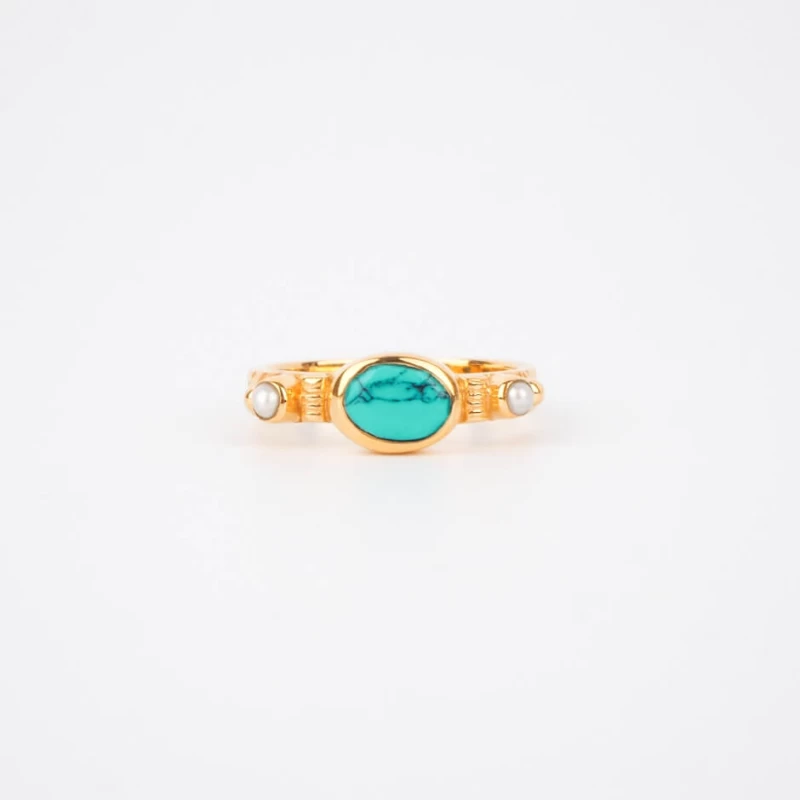 Bague Ethnique Chic Turquoise PM En Plaqué Or - Canyon 3 Bague Ethnique Chic Turquoise PM En Plaqué Or - Canyon