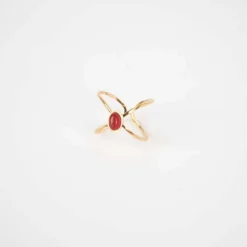 Bague étoile Rouge Acier Or - Zag Bijoux