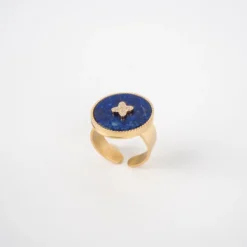 Bague Hera Bleue En Acier Or Jaune - Zag Bijoux