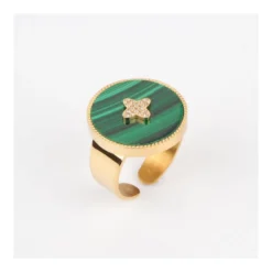Bague Hera Verte En Acier Or Jaune - Zag Bijoux