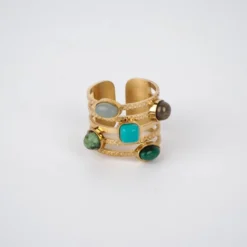 Bague Hestia Turquoise Acier Or - Zag Bijoux