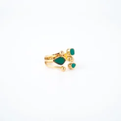 Bague Janelle Malachite En Acier Doré - Zag Bijoux