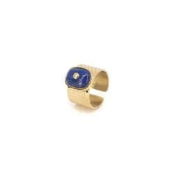 Bague Jonc Stone Lapis Lazuli En Acier Jaune - Zag Bijoux