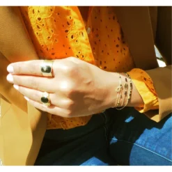 Bague Jonc Stone Onyx En Acier Jaune - Zag Bijoux -Bijoux Fantaisie bague jonc stone onyx en acier jaune zag bijoux 2