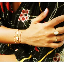 Bague Ovale Stone Malachite En Acier Jaune - Zag Bijoux -Bijoux Fantaisie bague ovale stone malachite en acier jaune zag bijoux 2