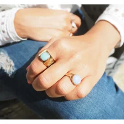 Bague Pastille Amazonite En Acier En Jaune - Zag Bijoux 8 Bague Pastille Amazonite En Acier En Jaune - Zag Bijoux -Bijoux Fantaisie bague pastille amazonite en acier en jaune zag bijoux 2