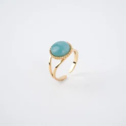 Bague Pastille Amazonite En Acier En Jaune - Zag Bijoux