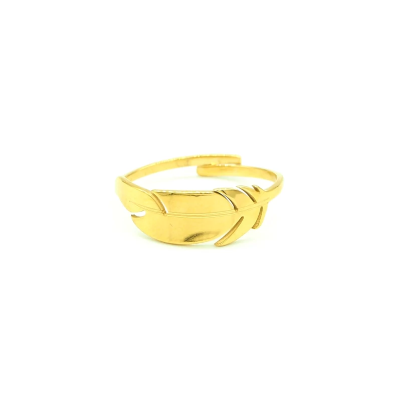 Bague Plume En Acier Jaune - Zag Bijoux 3 Bague Plume En Acier Jaune - Zag Bijoux