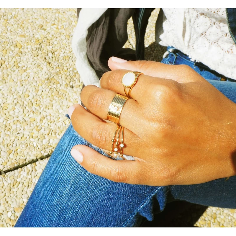 Bague Stone Lapis Lazuli En Acier Or Jaune - Zag Bijoux 4 Bague Stone Lapis Lazuli En Acier Or Jaune - Zag Bijoux – Image 2