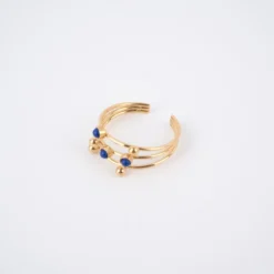 Bague Stone Lapis Lazuli En Acier Or Jaune - Zag Bijoux