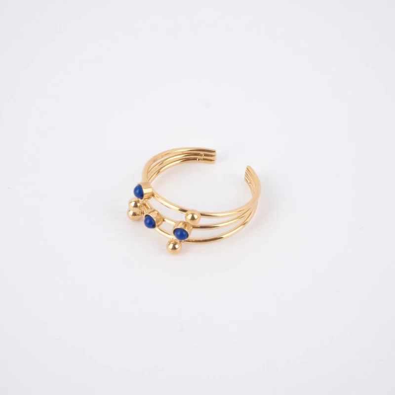 Bague Stone Lapis Lazuli En Acier Or Jaune - Zag Bijoux 3 Bague Stone Lapis Lazuli En Acier Or Jaune - Zag Bijoux