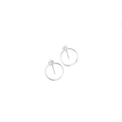 Boucles D'oreilles Cercle Barrette Argent - Pomme Cannelle