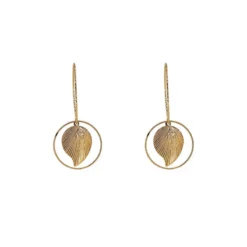 Boucles D'oreilles Cercle Feuille Or - Pomme Cannelle