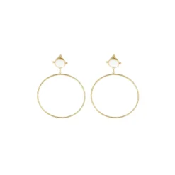 Boucles D'oreilles Cercle Nacre En Acier Or Jaune - Zag Bijoux -Bijoux Fantaisie boucles d oreilles cercle nacre en acier or jaune zag bijoux 2