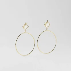 Boucles D'oreilles Cercle Nacre En Acier Or Jaune - Zag Bijoux