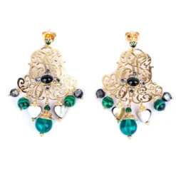 Boucles D'oreilles Charlie Vert Or - Gas Bijoux