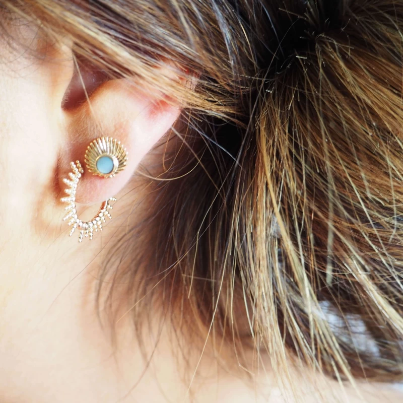 Boucles D'oreilles Clous Asia Plaqué Or - Pomme Cannelle 4 Boucles D'oreilles Clous Asia Plaqué Or - Pomme Cannelle – Image 2