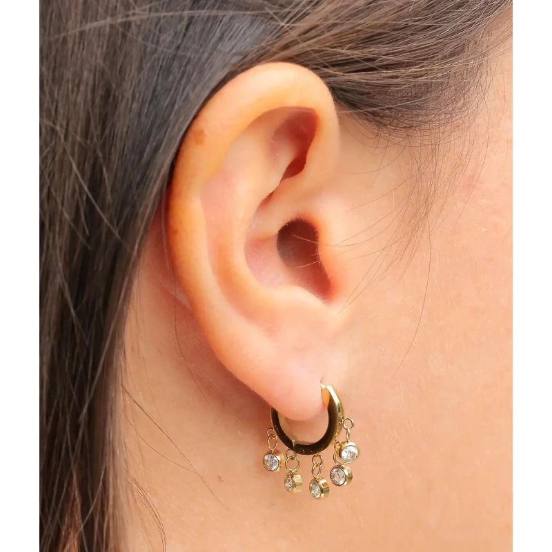 Boucles D'oreilles Créoles Agathe Lapis Lazuli - Zag Bijoux 4 Boucles D'oreilles Créoles Agathe Lapis Lazuli - Zag Bijoux – Image 2