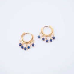 Boucles D'oreilles Créoles Agathe Lapis Lazuli - Zag Bijoux