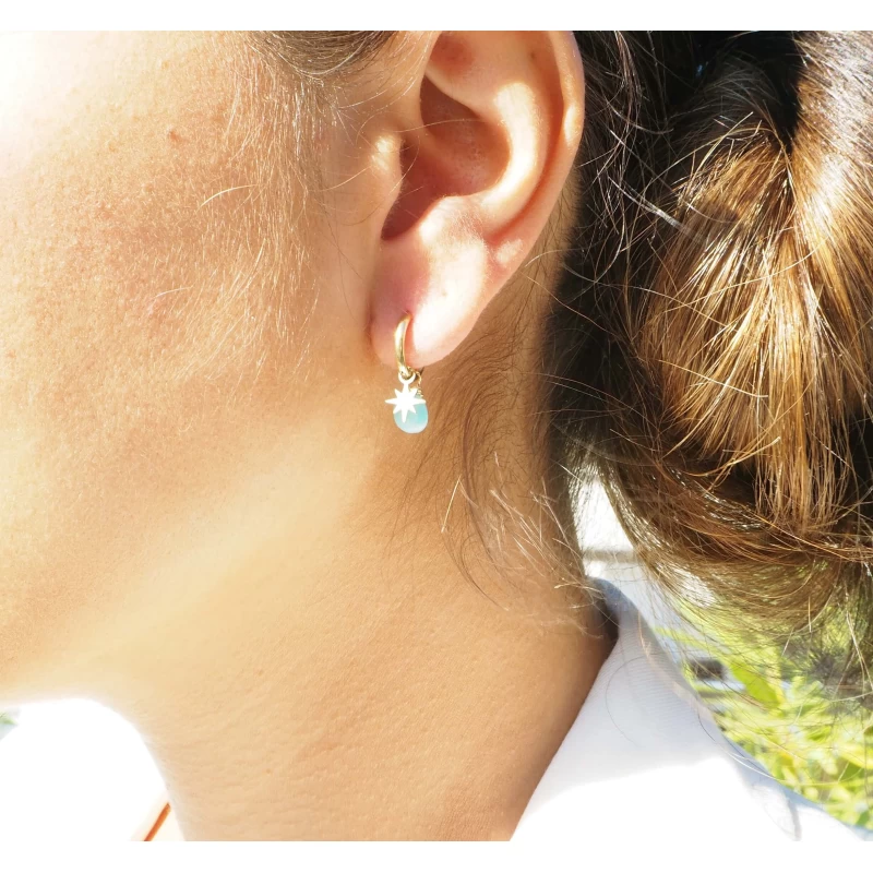 Boucles D'oreilles Créoles Boussole Héliolite - Zag Bijoux 4 Boucles D'oreilles Créoles Boussole Héliolite - Zag Bijoux – Image 2