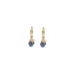 Boucles D'oreilles Créoles Boussole Lapis Lazuli - Zag Bijoux