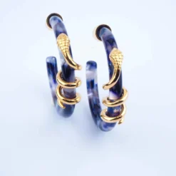 Boucles D'oreilles Créoles Cobra Bleu - Zag Bijoux