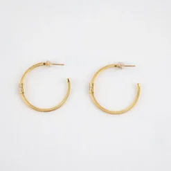 Boucles D'oreilles Créoles Cosmos En Acier Or - Zag Bijoux