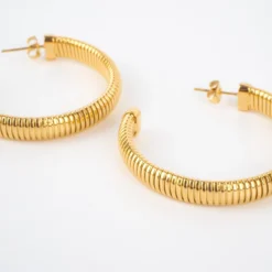 Boucles D'oreilles Créoles Dorées En Acier - Zag Bijoux -Bijoux Fantaisie boucles d oreilles creoles dorees en acier zag bijoux 1