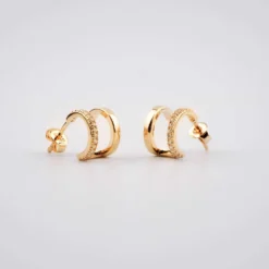 Boucles D'oreilles Créoles Duo Plaqué Or - Pomme Cannelle