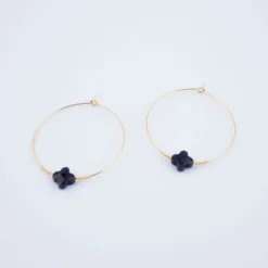 Boucles D'oreilles Créoles Elena Onyx - Zag Bijoux