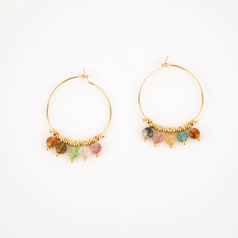 Boucles D'oreilles Créoles Elena Pierres Naturelles - Zag Bijoux 3 Boucles D'oreilles Créoles Elena Pierres Naturelles - Zag Bijoux