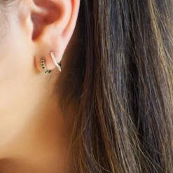 Boucles D'oreilles Créoles Jade Plaqué Or - Pomme Cannelle -Bijoux Fantaisie boucles d oreilles creoles jade plaque or pomme cannelle 1