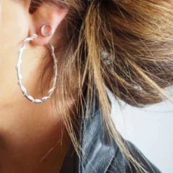 Boucles D'oreilles Créoles Kae En Argent - Pomme Cannelle -Bijoux Fantaisie boucles d oreilles creoles kae en argent pomme cannelle 2