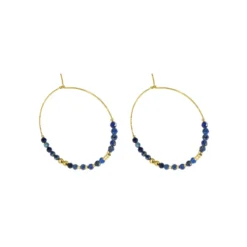 Boucles D'oreilles Créoles Lapis Lazuli Acier - Zag Bijoux -Bijoux Fantaisie boucles d oreilles creoles lapis lazuli acier zag bijoux 2