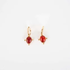 Boucles D'oreilles Créoles Lya Rouges En Acier - Zag Bijoux