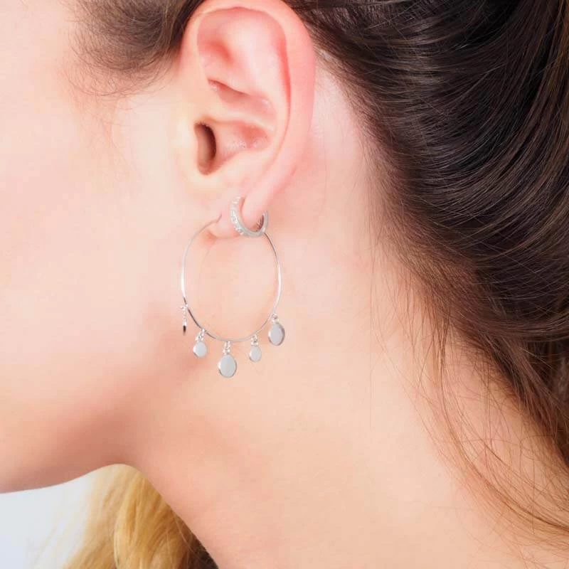 Boucles D'oreilles Créoles Lyna Argent - Pomme Cannelle 4 Boucles D'oreilles Créoles Lyna Argent - Pomme Cannelle – Image 2