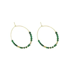 Boucles D'oreilles Créoles Malachite Acier Or - Zag Bijoux -Bijoux Fantaisie boucles d oreilles creoles malachite acier or zag bijoux 2