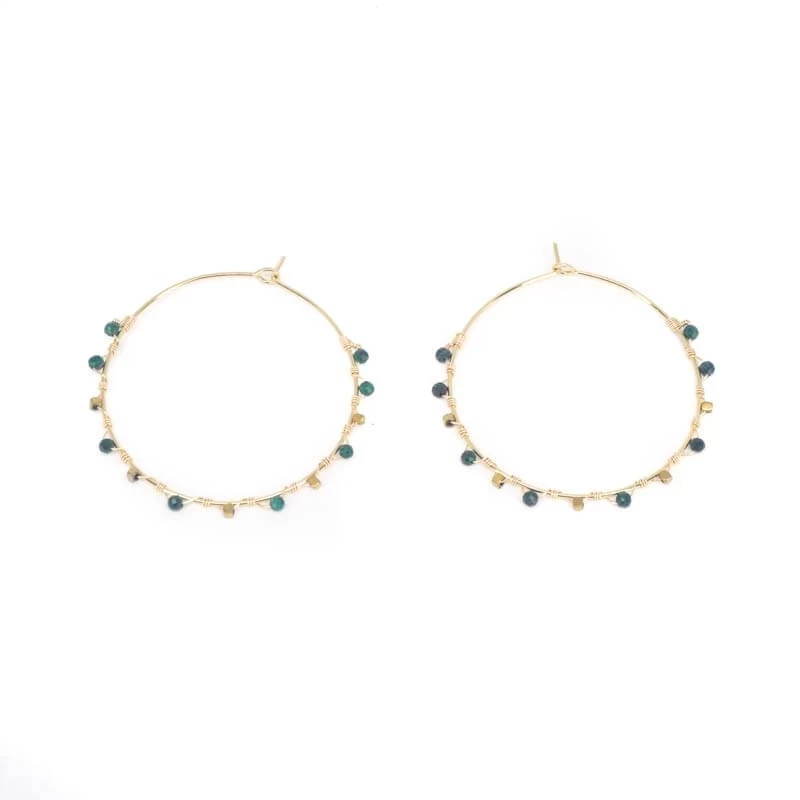 Boucles D'oreilles Créoles Précieuses Malachite - Zag Bijoux 3 Boucles D'oreilles Créoles Précieuses Malachite - Zag Bijoux
