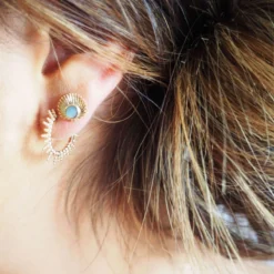 Boucles D'oreilles Créoles Soleil Plaqué Or - Pomme Cannelle -Bijoux Fantaisie boucles d oreilles creoles soleil plaque or pomme cannelle 1