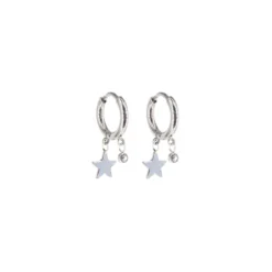 Boucles D'oreilles Créoles Star En Acier - Zag Bijoux