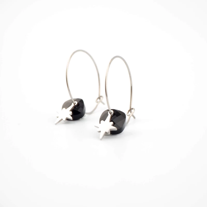 Boucles D'oreilles Créoles Théa Onyx - Zag Bijoux 3 Boucles D'oreilles Créoles Théa Onyx - Zag Bijoux