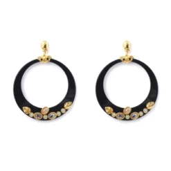 Boucles D'oreilles Lodge Noir Or - Gas Bijoux