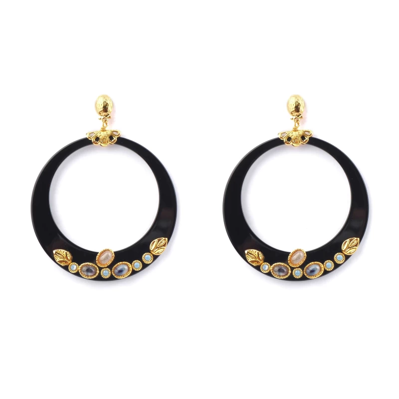 Boucles D'oreilles Lodge Noir Or - Gas Bijoux 3 Boucles D'oreilles Lodge Noir Or - Gas Bijoux