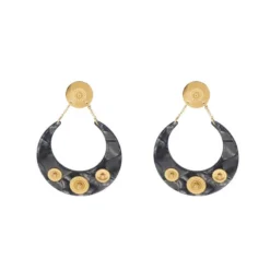 Boucles D'oreilles Lune Acétate Grises Acier - Zag Bijoux