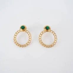Boucles D'oreilles Mani Vertes Acier Or - Zag Bijoux