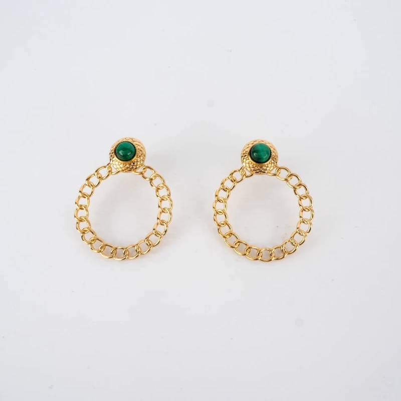 Boucles D'oreilles Mani Vertes Acier Or - Zag Bijoux 3 Boucles D'oreilles Mani Vertes Acier Or - Zag Bijoux