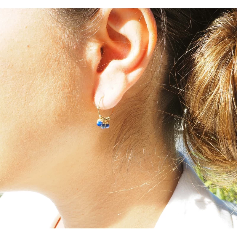 Boucles D'oreilles Mini Créoles Amazonite Acier - Zag Bijoux 4 Boucles D'oreilles Mini Créoles Amazonite Acier - Zag Bijoux – Image 2