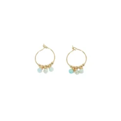 Boucles D'oreilles Mini Créoles Amazonite Acier - Zag Bijoux